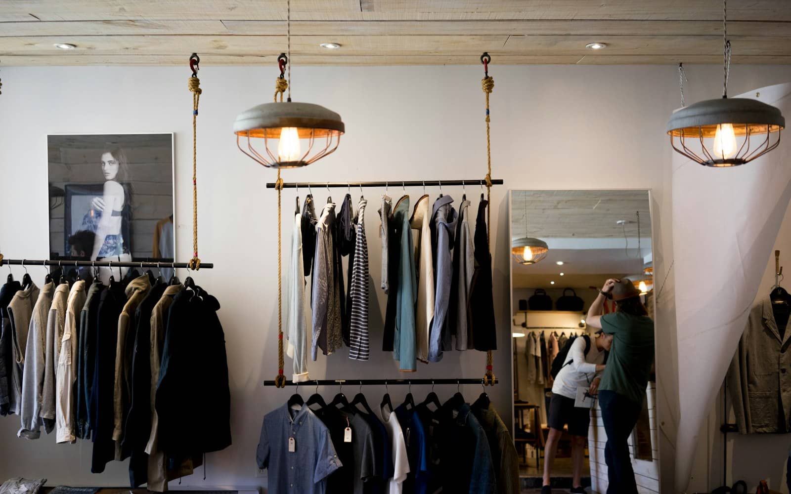 Inside a clothing shop